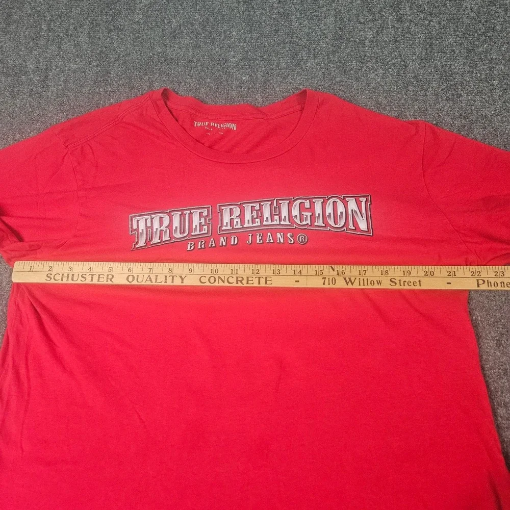True Religion Chrome Arch TShirt Mens XL Red Graphic Tee Short Sleeve Streetwear